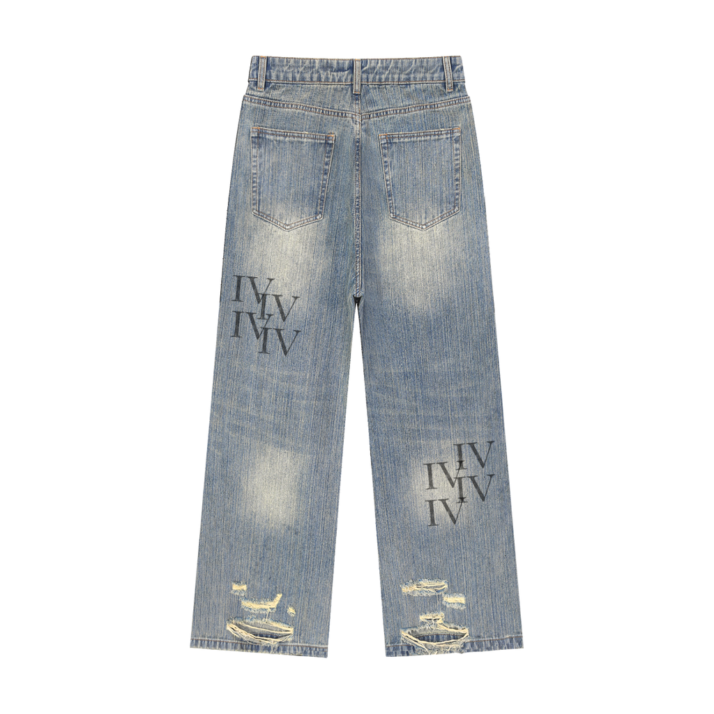 IV LOVE Vintage Wash Distressed Denim Jeans