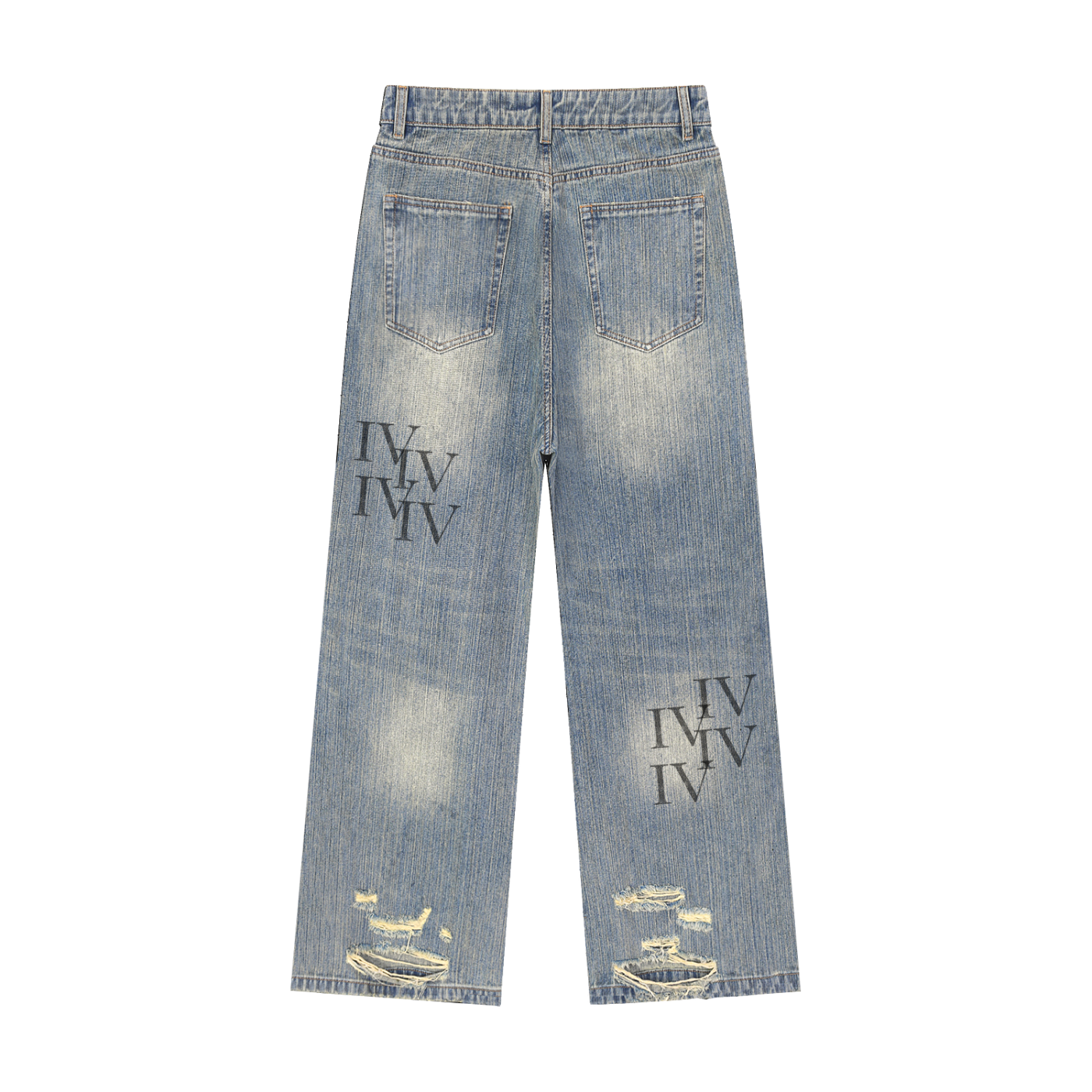 IV LOVE Vintage Wash Distressed Denim Jeans